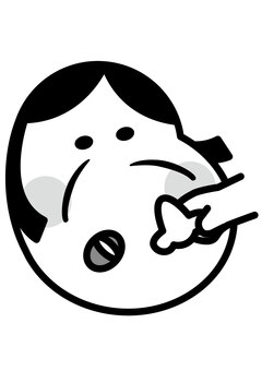 福笑い-2c 福笑い,おたふく,遊び,正月,おもちゃ,かわいい,シンプル,モノクロ,グレーのイラスト素材