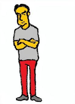 あやしむ男 男性,疑い,あやしい,腕組み,横目,ポーズのイラスト素材