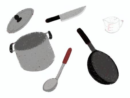 Illustration, utensilios de cocina, herramientas de cocina, olla, 