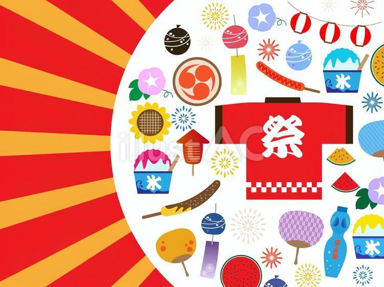 集中線のある目立つ夏祭り背景素材　4 夏,夏休み,夏祭りのイラスト素材