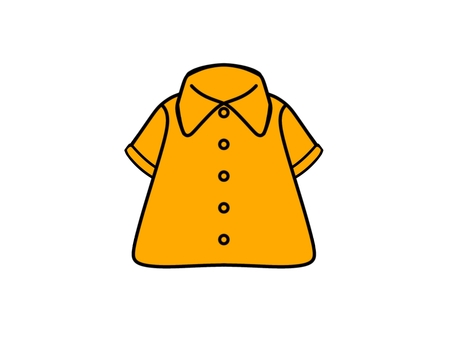 半袖オレンジシャツのイラスト 服,シャツ,アパレル,ファッション,生活,身だしなみ,手描き,半袖,オレンジのイラスト素材