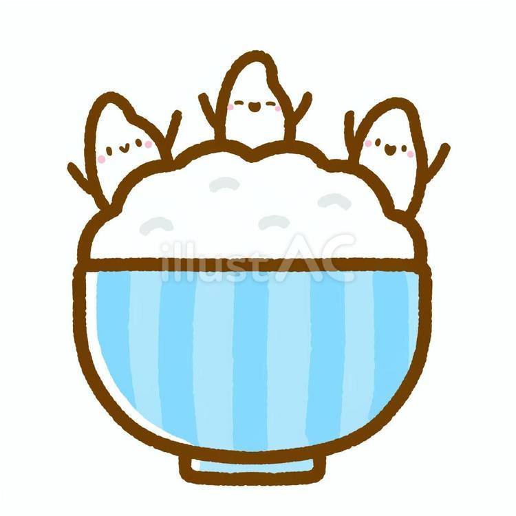 ご飯とお米ちゃんたち ご飯,米,米粒のイラスト素材