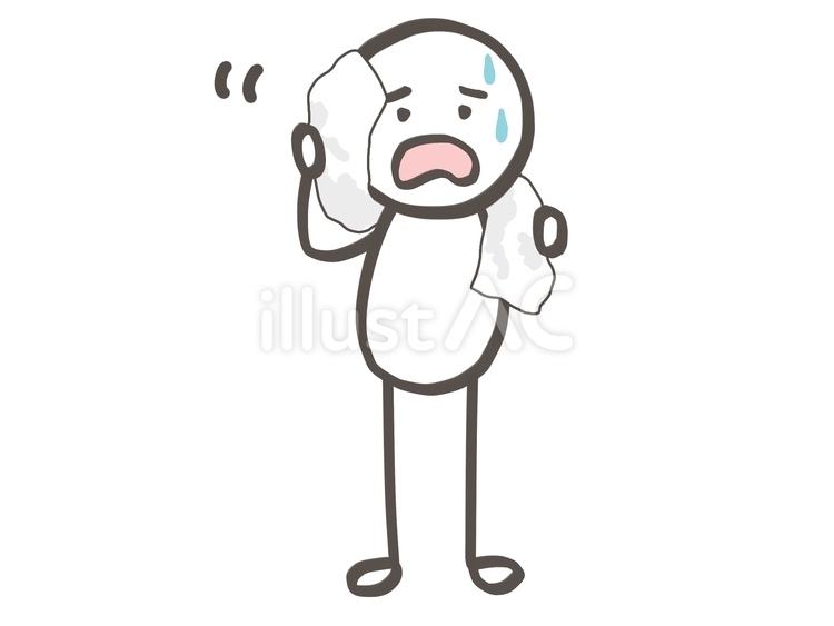 棒人間　タオルで汗を拭く 棒人間,人,タオルのイラスト素材
