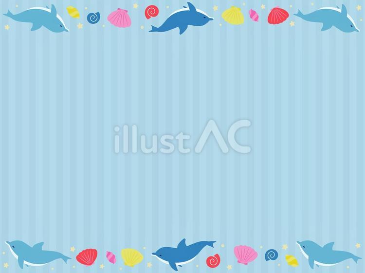 夏　フレーム背景3 イルカ,水色,ブルーのイラスト素材
