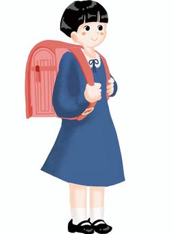 Girl carrying a school bag (admission / graduation), girl, school bag, going to school, JPG and PNG