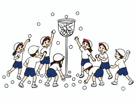小学生の運動会・玉入れ 玉入れ,運動会,小学生,子ども,児童,学校,体育,体育祭,スポーツ,競技のイラスト素材