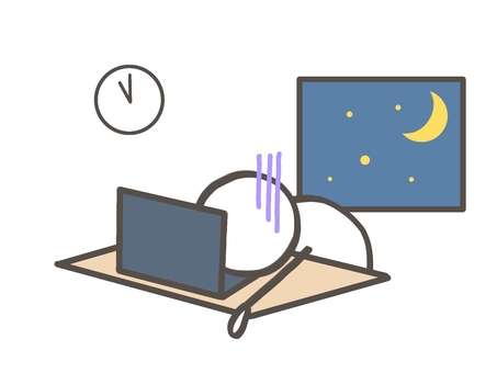 棒人間　深夜残業 棒人間,人,働く,過労,ワークライフバランス,ブラック企業,パソコン,労働,仕事,在宅ワークのイラスト素材