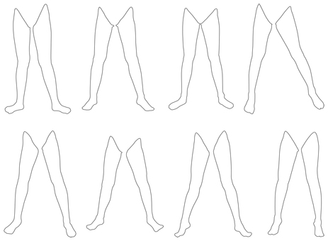女性レッグモデル輪郭イラスト集p2-15 人体,身体,女性,下半身,パーツモデル,レッグモデル,ポージング,脚タレ,脚,つま先のイラスト素材