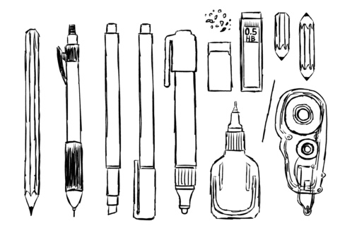 stationery set 001, JPG và PNG stationery set 001, văn phòng phẩm, viết cụ, bút chì, JPG và PNG