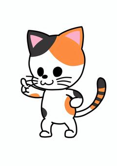 指差しする三毛猫　アイキャッチ 猫,動物,ネコ,三毛猫,アイキャッチ,どうぶつ,キャラクター,デフォルメ,かわいい,イラストのイラスト素材