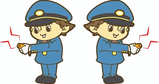 電子ホイッスルを握る鉄道員 駅員,車掌,運転士,運転手,鉄道員,乗務員,鉄道,新幹線,路面電車,地下鉄のイラスト素材