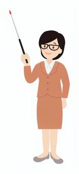 指示棒を持つ女子社員3 指示棒,女性,指す,ビジネス,会社員,仕事,示す,ポイント,事務,人物のイラスト素材