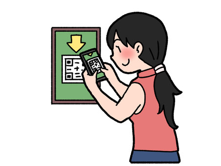 Illustration, código bidimensional, código qr, smartphone, 