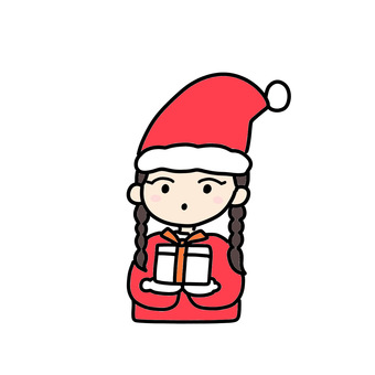 クリスマス　女の子 クリスマス,女の子,シンプル,かわいい,手描きイラストのイラスト素材