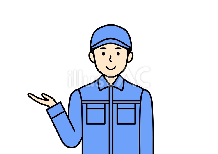 案内・説明をする作業員の男性 案内,説明,作業員のイラスト素材