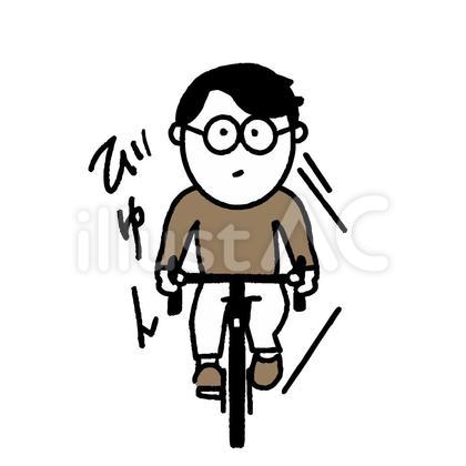 自転車で走る男性