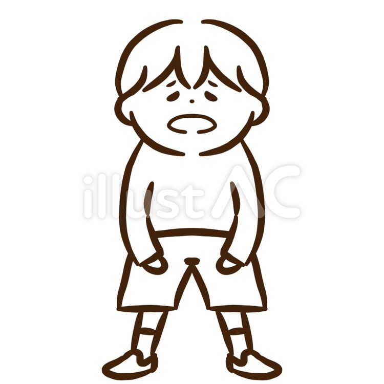 ぬりえ、男の子、落ち込む 男の子,少年,子供のイラスト素材