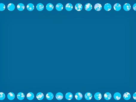 ドットと桜のフレーム(ブルー) ドットと桜のフレーム(ブルー) フレーム,ドット,水玉,ブルー,桜,花,植物,和風,和柄のイラスト素材