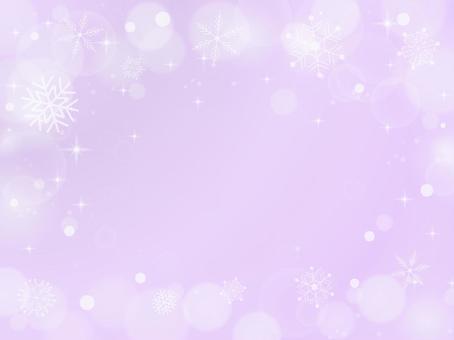 雪の結晶と光彩の綺麗な冬のフレーム　紫 光彩,キラキラ,フレーム,冬,雪の結晶,玉ボケ,手書き,イルミネーション,テクスチャ,きれいのイラスト素材