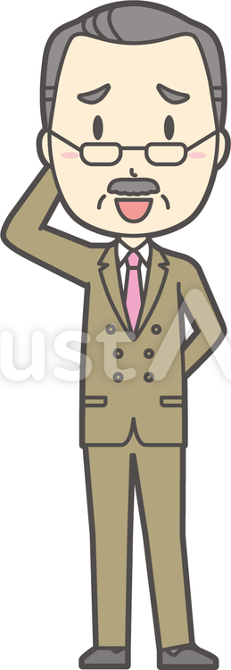  中年男性ヒゲ-020-全身 社長,人物,照れるのイラスト素材