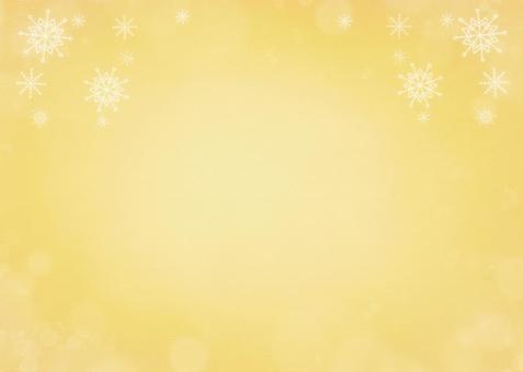 やさしい冬の金色背景と雪の結晶フレーム1 金背景,ゴールド,金色,黄色,光,キラキラ,ボケ,背景素材,素材,シンプルのイラスト素材