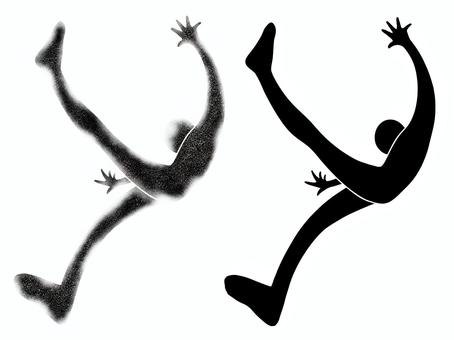 吹っ飛ばされる人影⑦黒セット 吹っ飛ぶ,人影,黒色,一色,全身,人物,飛ばされる,手書き,こける,転ぶのイラスト素材