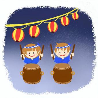 祭り太鼓　手描き 祭り,夏,和太鼓のイラスト素材