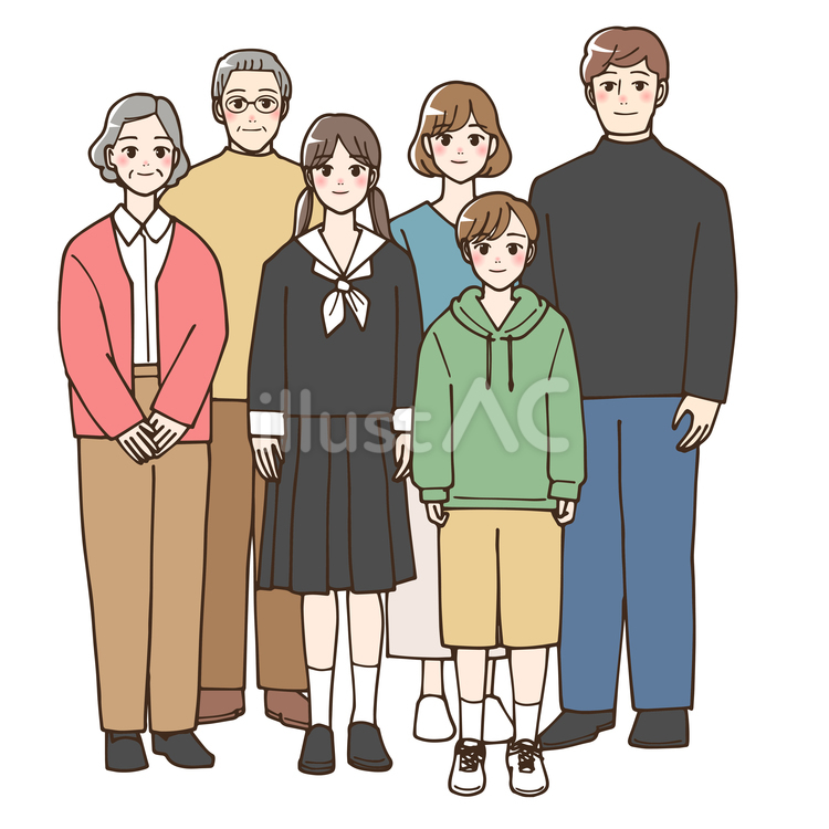 ３世代家族 夫婦,家族,人物のイラスト素材