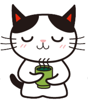 休憩猫 ねこ,動物,かわいい,シンプル,正面,ワンポイント,カット,挿し絵,休憩,一服のイラスト素材