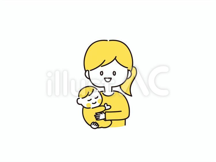 赤ちゃんとママ（黄色） 赤ちゃん,ママ,家族のイラスト素材