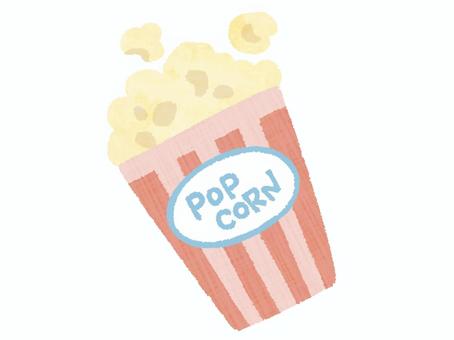 ポップコーン（文字あり） ポップコーン,お菓子,スナック,軽食,食べ物,カップ,赤色,水彩,手描き,かわいいのイラスト素材