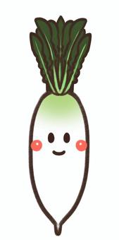 Illustration of cute radish, japanese radish, green first, root crop, JPG and PNG