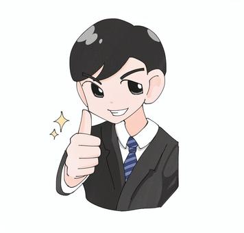 いいねポーズしてる春男 いいね,グッド,肯定,男性,サラリーマン,会社員,オーケー,okのイラスト素材