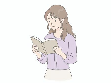 読書_女性 女性,読書,本,書籍,学習,勉強,知識,教養,学び,集中のイラスト素材
