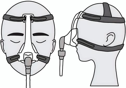 CPAP装着 横顔と正面白黒 CPAP装着 横顔と正面白黒 cpap,正面,呼吸補助,医療機器,横顔,睡眠時無呼吸症候群,白黒のイラスト素材