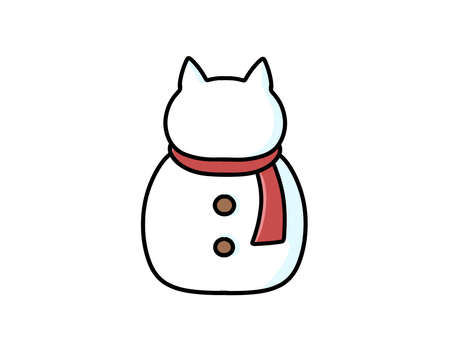 雪だるま(猫)のイラスト2 雪だるま(猫)のイラスト2 雪だるま,猫,かわいい,冬,雪,マフラー,手描き,寒い,クリスマスのイラスト素材