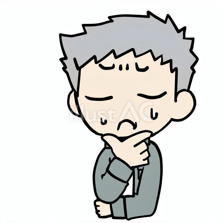汗をかいて悩むおじいさん おじいさん,悩む,汗のイラスト素材