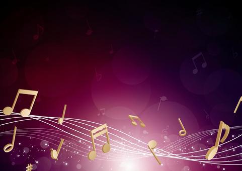 紫色の幻想的な光と音符の背景素材 音楽,音符,楽譜,ライン,光,パーティクル,背景のイラスト素材