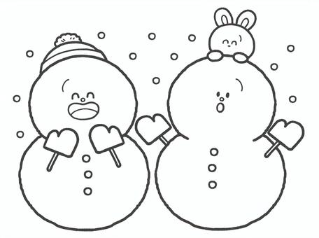 ภาพประกอบ, 皂白, 雪人, 黑白, 