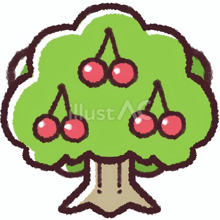 さくらんぼの木 木,さくらんぼ,緑のイラスト素材