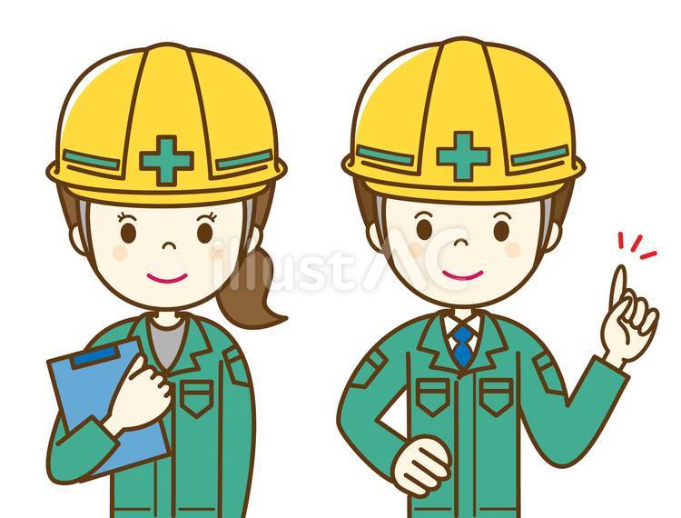 建設作業員3 建設作業員,男性,女性のイラスト素材