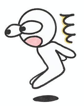 驚いて跳ねる人物イラスト 人物,日本人,驚く,びっくり,跳ねる,飛ぶ,ジャンプ,反応,リアクション,驚きのイラスト素材