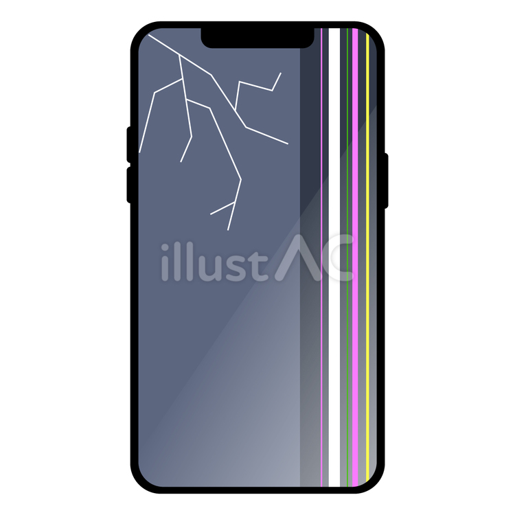 画面が割れて壊れたスマホ スマホ,スマートフォン,画面割れのイラスト素材