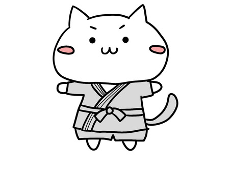 柔道ねこ ねこ,手書き,かわいい,柔道,柔術,スポーツ,気合いのイラスト素材