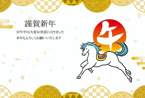 正月和風和柄年賀状 年賀状,馬,午年,和柄,和風,正月,可愛い,美しい,動物,ベクターのイラスト素材