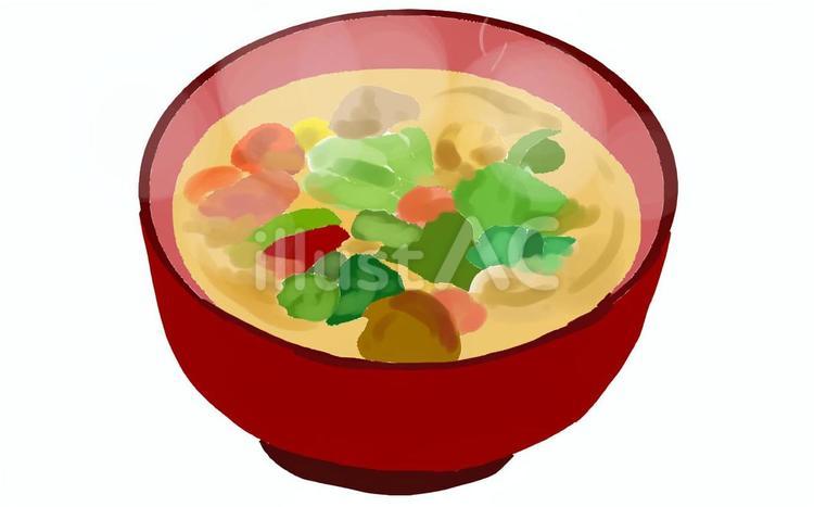 具だくさんのみそ汁 みそ汁,味噌汁,野菜スープのイラスト素材