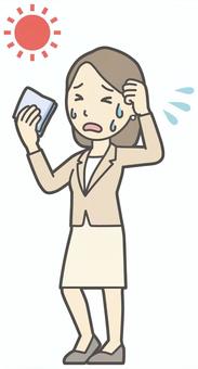  カジュアルスーツ女性-103-全身 日射病,会社員,女性,スーツ,ビジネス,仕事,ol,人,大人,ビジネスウーマンのイラスト素材
