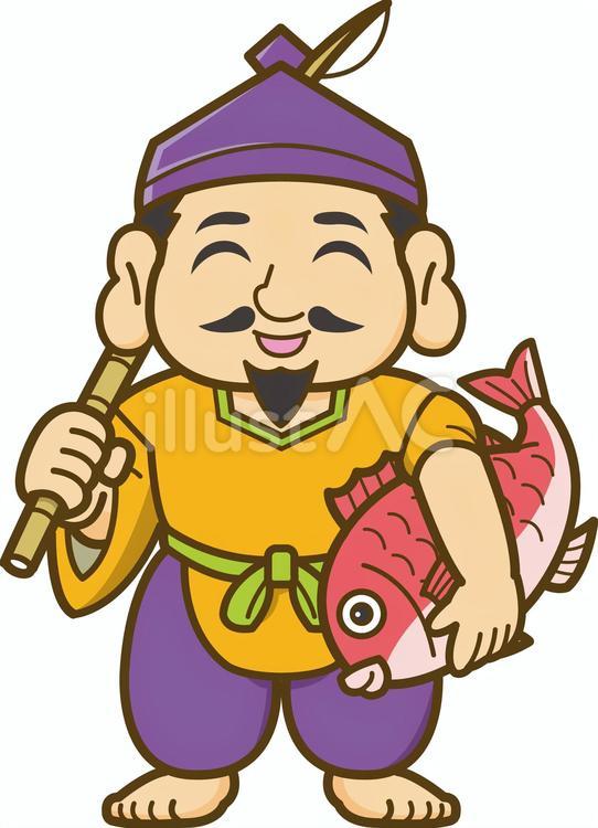 七福神の恵比寿天 恵比寿,アイコン,あしらいのイラスト素材