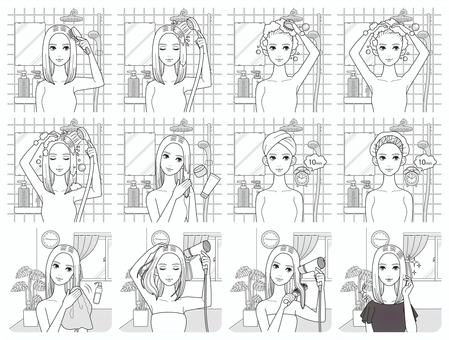 Hair care set_with background, monochrome, JPG, PNG and AI Hair care set_with background, monochrome, , JPG, PNG and AI