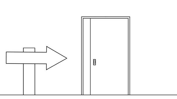 扉(線画)6_2 扉,矢印,引き戸,片開き,線画,少し開く,誘導,入口,出口,シンプルのイラスト素材